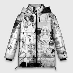 Куртка зимняя женская Манга Пуэр и человек бензопила, цвет: 3D-черный