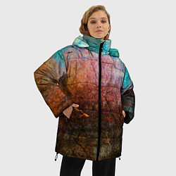 Куртка зимняя женская Разноцветные тени и краски, цвет: 3D-черный — фото 2