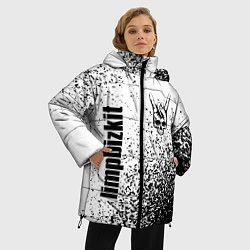 Куртка зимняя женская Limp Bizkit и рок символ на светлом фоне, цвет: 3D-черный — фото 2