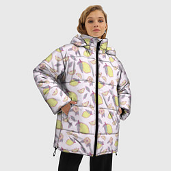 Куртка зимняя женская Лимоны паттерн, цвет: 3D-красный — фото 2