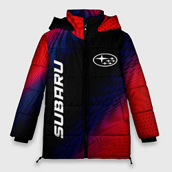 Куртка зимняя женская Subaru красный карбон, цвет: 3D-черный