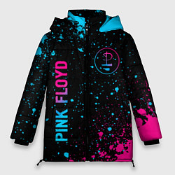 Женская зимняя куртка Pink Floyd - neon gradient: надпись, символ