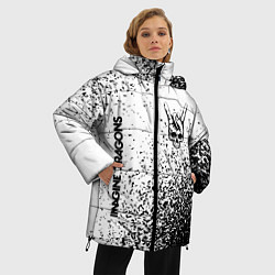 Куртка зимняя женская Imagine Dragons и рок символ на светлом фоне, цвет: 3D-черный — фото 2