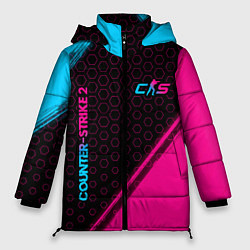 Женская зимняя куртка Counter-Strike 2 - neon gradient: надпись, символ
