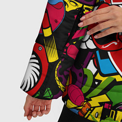 Куртка зимняя женская Хиппи, знаки, позитифф, цвет: 3D-красный — фото 2
