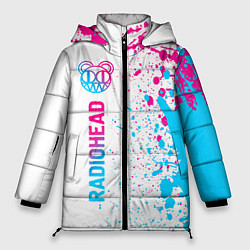 Куртка зимняя женская Radiohead neon gradient style: по-вертикали, цвет: 3D-черный