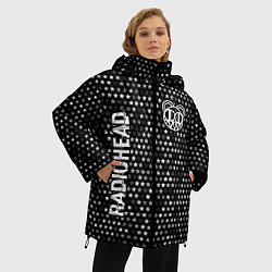 Куртка зимняя женская Radiohead glitch на темном фоне: надпись, символ, цвет: 3D-черный — фото 2