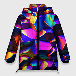 Куртка зимняя женская Бензиновые неоновые кристаллы, цвет: 3D-черный
