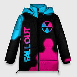 Женская зимняя куртка Fallout - neon gradient: надпись, символ