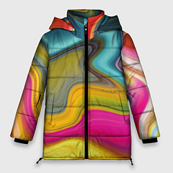 Куртка зимняя женская Волны цвета, цвет: 3D-черный