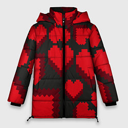 Куртка зимняя женская Pixel hearts, цвет: 3D-красный