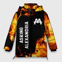 Куртка зимняя женская Asking Alexandria и пылающий огонь, цвет: 3D-черный