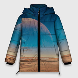 Куртка зимняя женская Пустыня и очертания планеты, цвет: 3D-черный