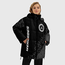 Куртка зимняя женская Mercedes speed на темном фоне со следами шин: надп, цвет: 3D-черный — фото 2