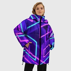 Куртка зимняя женская Светящиеся разноцветные полосы, цвет: 3D-светло-серый — фото 2
