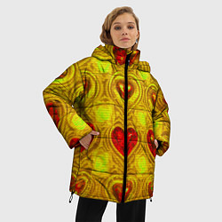 Куртка зимняя женская Узор рубиновые сердца, цвет: 3D-светло-серый — фото 2