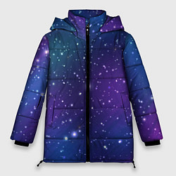 Женская зимняя куртка Фиолетовая розовая звездная туманность в космосе