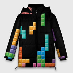 Куртка зимняя женская Тетрис падающие блоки, цвет: 3D-светло-серый