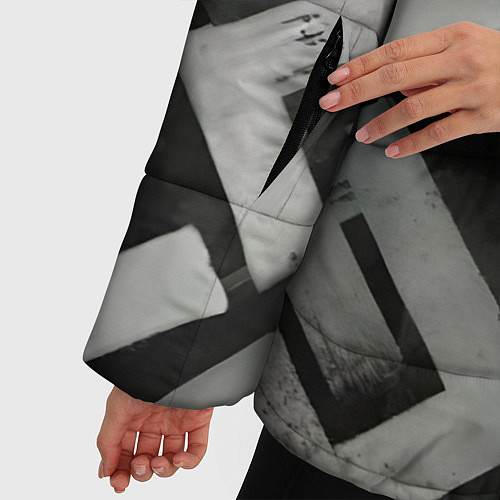Женская зимняя куртка Шрифтовые узоры / 3D-Красный – фото 5