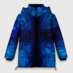 Куртка зимняя женская Тёмно-синие множества фигур, цвет: 3D-красный