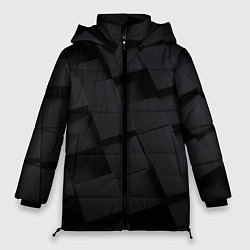 Куртка зимняя женская Чёрные геометрические блоки, цвет: 3D-красный