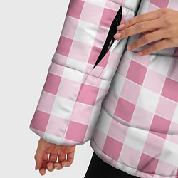 Куртка зимняя женская Барби-розовый: клетка, цвет: 3D-черный — фото 2
