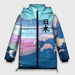 Женская зимняя куртка Japan - landscape - waves