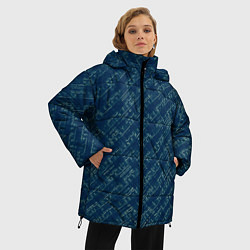Куртка зимняя женская Текстура мине-бирюзовый, цвет: 3D-черный — фото 2