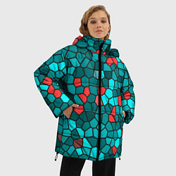 Куртка зимняя женская Мозаика бирюзовый, цвет: 3D-красный — фото 2