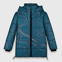 Женская зимняя куртка Бирюзовый линии абстракция