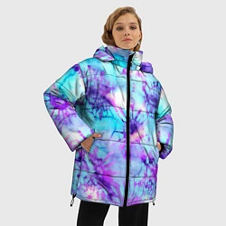 Куртка зимняя женская Морское дно узор - тай-дай, цвет: 3D-черный — фото 2