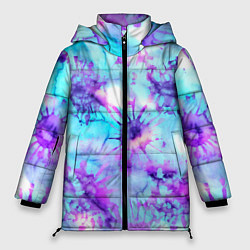 Куртка зимняя женская Морское дно узор - тай-дай, цвет: 3D-светло-серый