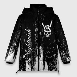 Куртка зимняя женская Nightwish и рок символ на темном фоне, цвет: 3D-черный