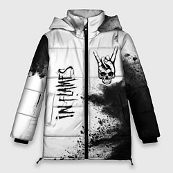 Куртка зимняя женская In Flames и рок символ на светлом фоне, цвет: 3D-черный