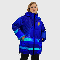 Куртка зимняя женская Реал Мадрид фк эмблема, цвет: 3D-черный — фото 2