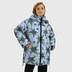 Куртка зимняя женская Ягода - голубика на листьях, цвет: 3D-светло-серый — фото 2