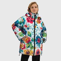 Куртка зимняя женская Цветочный узор красивый, цвет: 3D-светло-серый — фото 2
