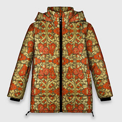Женская зимняя куртка Красно-золотой средневековый узор