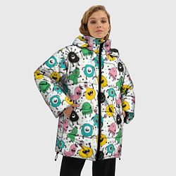 Куртка зимняя женская Весёлые монстры, цвет: 3D-светло-серый — фото 2