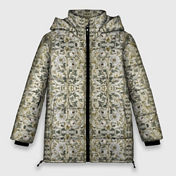 Куртка зимняя женская Нежные белые цветочки, цвет: 3D-черный