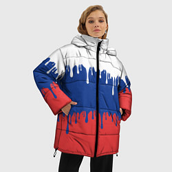 Куртка зимняя женская Флаг России - потёки, цвет: 3D-светло-серый — фото 2