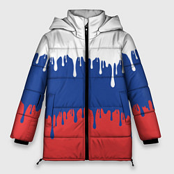 Куртка зимняя женская Флаг России - потёки, цвет: 3D-красный