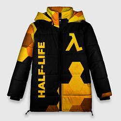 Куртка зимняя женская Half-Life - gold gradient: надпись, символ, цвет: 3D-черный