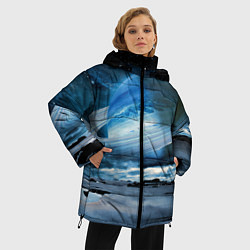 Куртка зимняя женская Падение Сатурна - пейзаж, цвет: 3D-красный — фото 2