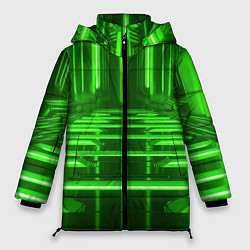 Куртка зимняя женская Зеленые световые объекты, цвет: 3D-светло-серый