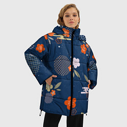 Куртка зимняя женская Орнамент японского кимоно, цвет: 3D-светло-серый — фото 2