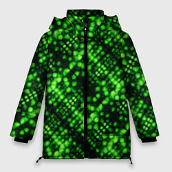 Куртка зимняя женская Зеленые точечные ромбы, цвет: 3D-черный