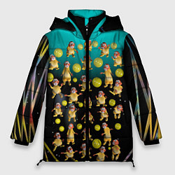 Куртка зимняя женская Клоуны в лунной сети, цвет: 3D-черный