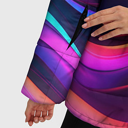 Куртка зимняя женская Неоновые фиолетовые волны, цвет: 3D-светло-серый — фото 2