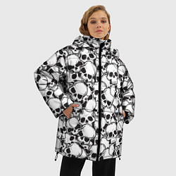 Куртка зимняя женская Черепа - смерть, цвет: 3D-черный — фото 2